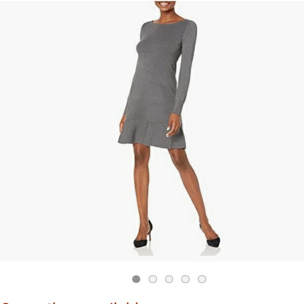 Lark and ro women's long sleeve ruffle skirt sweater dress